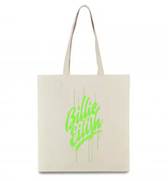 Эко-сумка Billie Eilish green Бежевый фото