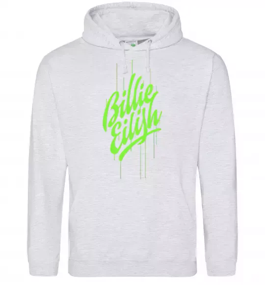 Чоловіча толстовка (худі) Billie Eilish green Сірий меланж фото