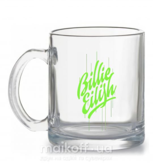 Чашка скляна Billie Eilish green Прозорий фото
