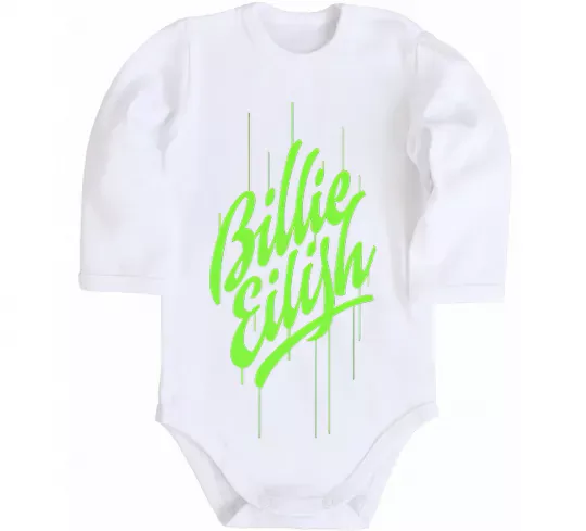 Дитячий бодік Billie Eilish green Білий фото