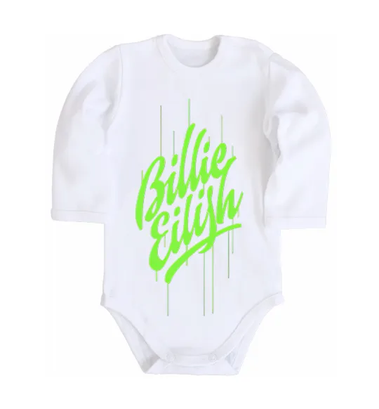 Детский боди Billie Eilish green Белый фото