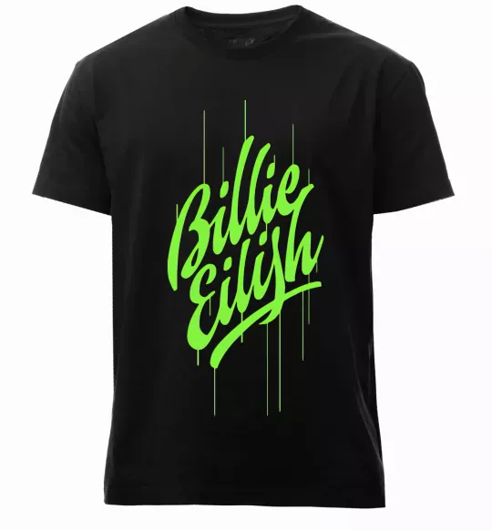 Мужская премиум футболка Billie Eilish green Черный фото