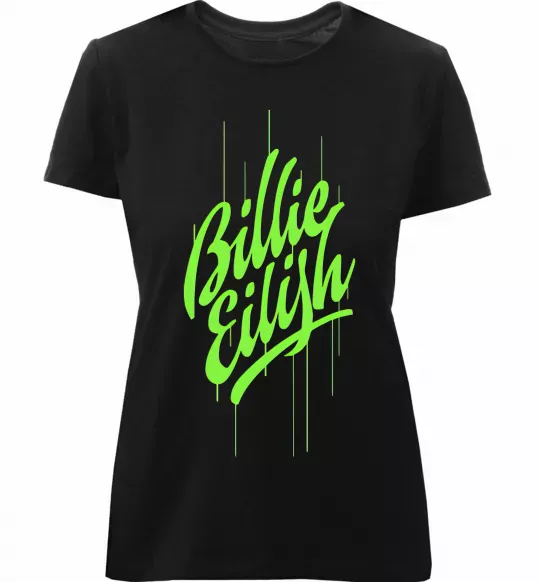Женская премиум футболка Billie Eilish green Черный фото