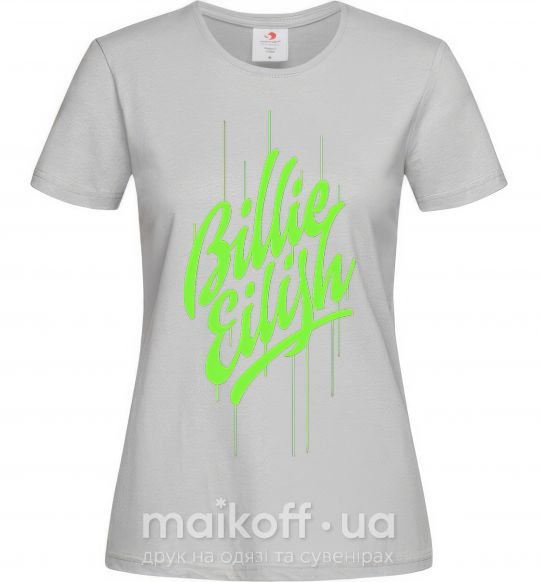 Женская футболка Billie Eilish green Серый фото