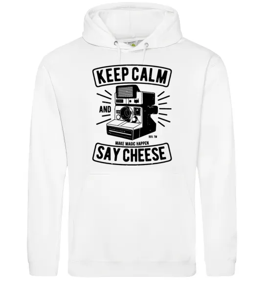 Мужская толстовка (худи) Keep Calm And Say Cheese Белый фото