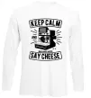 Лонгслів Keep Calm And Say Cheese Білий Лонгслів Keep Calm And Say Cheese Білий фото