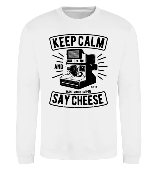 Свитшот Keep Calm And Say Cheese Белый фото