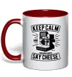 Чашка с цветной ручкой Keep Calm And Say Cheese Красный Чашка с цветной ручкой Keep Calm And Say Cheese Красный фото