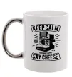 Чашка с цветной ручкой Keep Calm And Say Cheese Серебро Чашка с цветной ручкой Keep Calm And Say Cheese Серебро фото