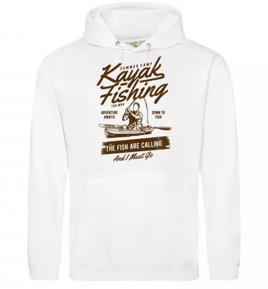 Мужская толстовка (худи) Kayak Fishing Белый фото