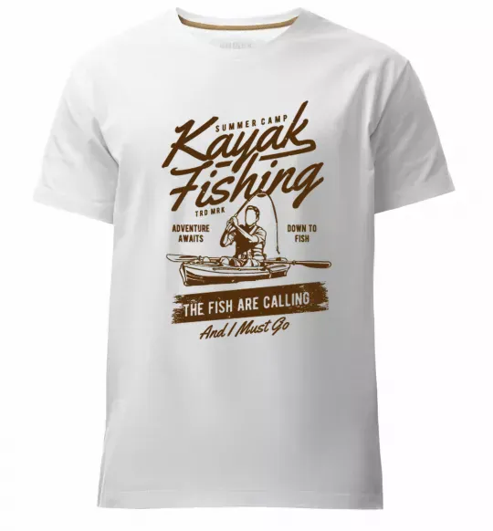 Чоловіча преміум футболка Kayak Fishing Білий фото