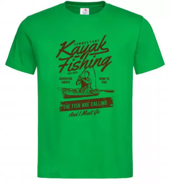 Мужская футболка Kayak Fishing Зеленый фото
