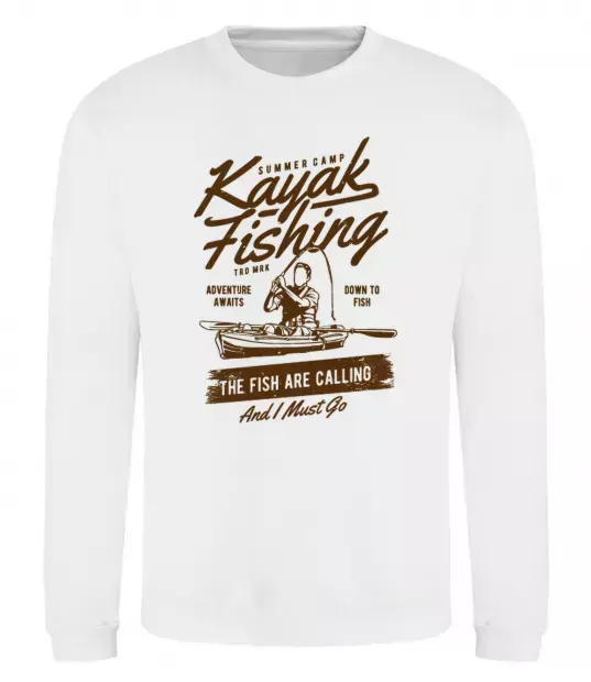 Світшот Kayak Fishing Білий фото