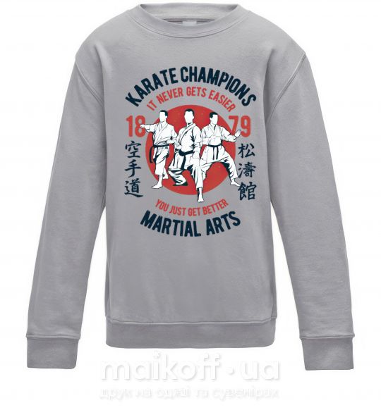 Детский Свитшот Karate Champions Серый меланж фото