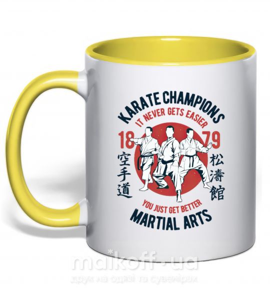Чашка с цветной ручкой Karate Champions Солнечно желтый фото