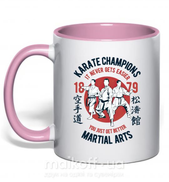 Чашка з кольоровою ручкою Karate Champions Ніжно рожевий фото