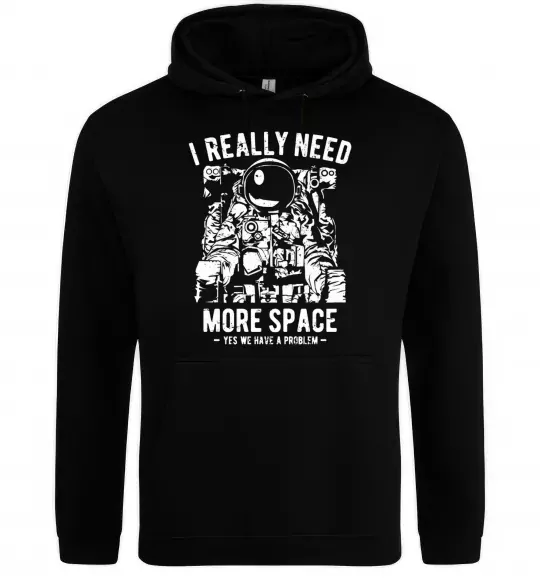 Мужская толстовка (худи) I really need more space problem Черный фото
