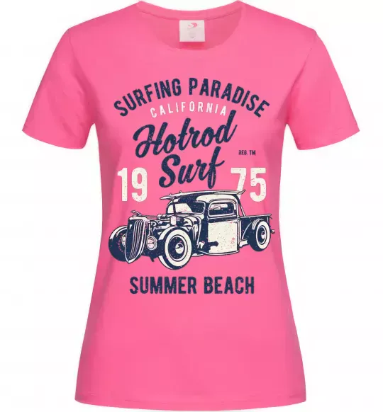 Женская футболка Hotrod Surf Ярко-розовый фото