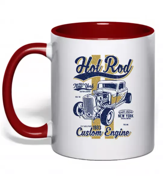 Чашка з кольоровою ручкою Hot Rod New York Червоний фото
