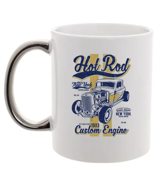 Чашка з кольоровою ручкою Hot Rod New York Срібло фото