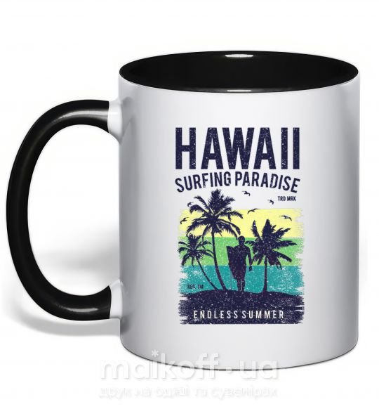 Чашка з кольоровою ручкою Hawaii Чорний фото
