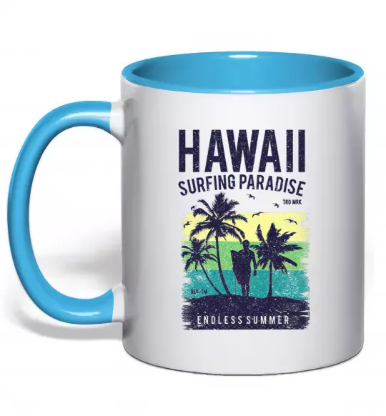 Чашка с цветной ручкой Hawaii Голубой фото