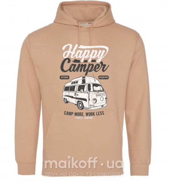 Мужская толстовка (худи) Happy Camper Песочный фото