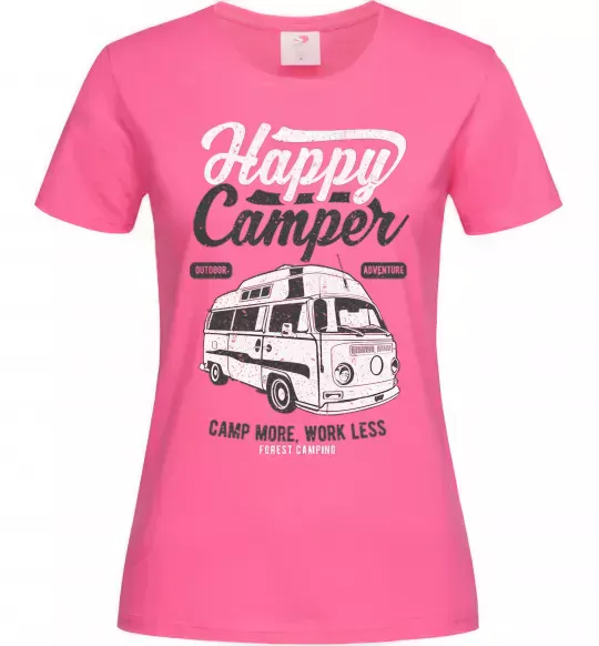 Женская футболка Happy Camper Ярко-розовый фото