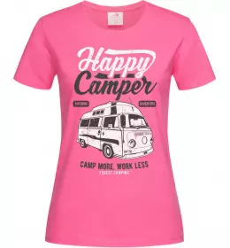 Женская футболка Happy Camper Ярко-розовый фото