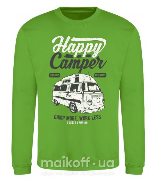 Світшот Happy Camper Лаймовий фото