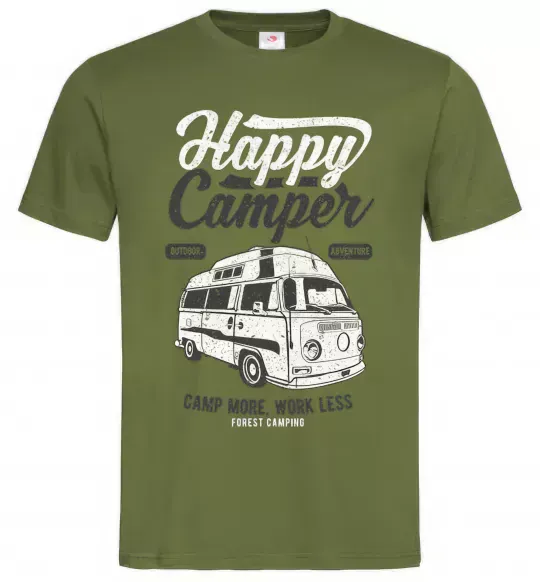 Чоловіча футболка Happy Camper Оливковий фото