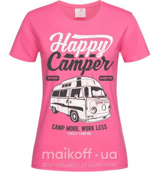 Женская футболка Happy Camper Ярко-розовый фото