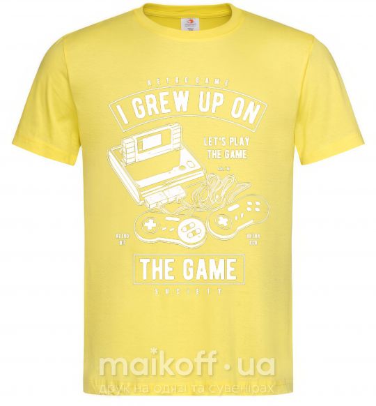 Мужская футболка Grew up on the game Лимонный фото