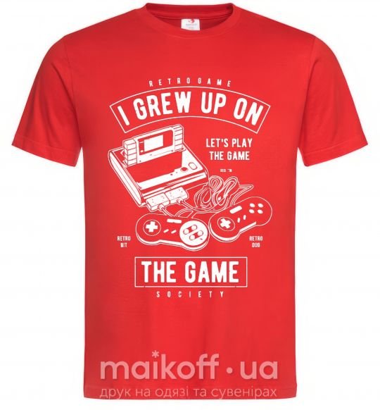 Мужская футболка Grew up on the game Красный фото