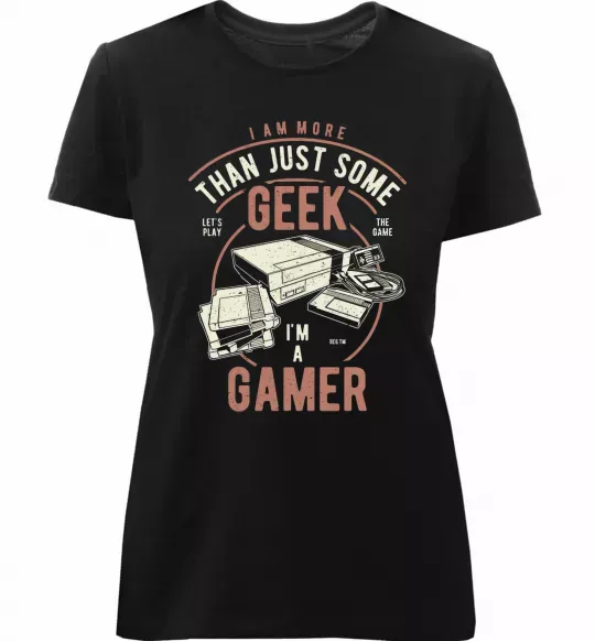 Жіноча преміум футболка Geek Gamer Чорний фото