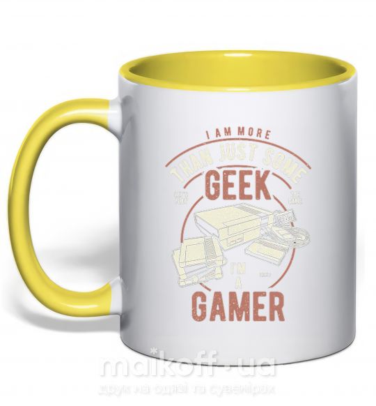Чашка з кольоровою ручкою Geek Gamer Сонячно жовтий фото
