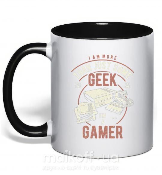 Чашка з кольоровою ручкою Geek Gamer Чорний фото