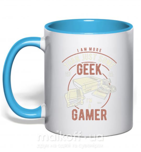 Чашка з кольоровою ручкою Geek Gamer Блакитний фото