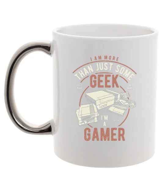 Чашка с цветной ручкой Geek Gamer Серебро фото