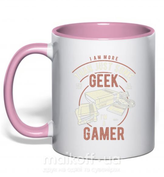 Чашка з кольоровою ручкою Geek Gamer Ніжно рожевий фото