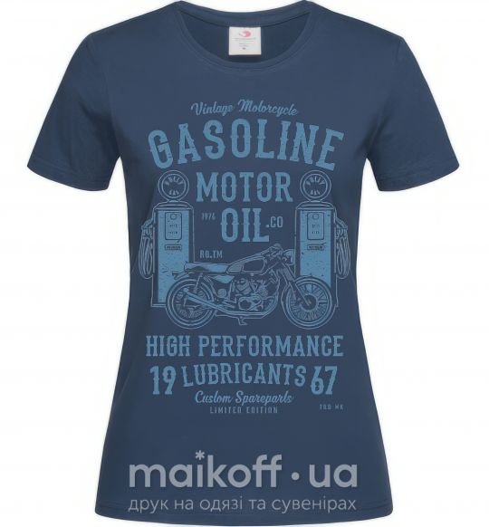 Жіноча футболка Gasoline Motor Oil Темно-синій фото