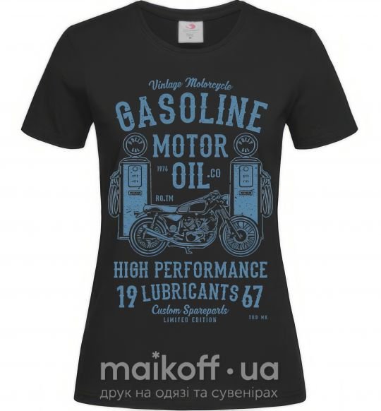 Жіноча футболка Gasoline Motor Oil Чорний фото