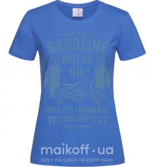 Жіноча футболка Gasoline Motor Oil Яскраво-синій фото