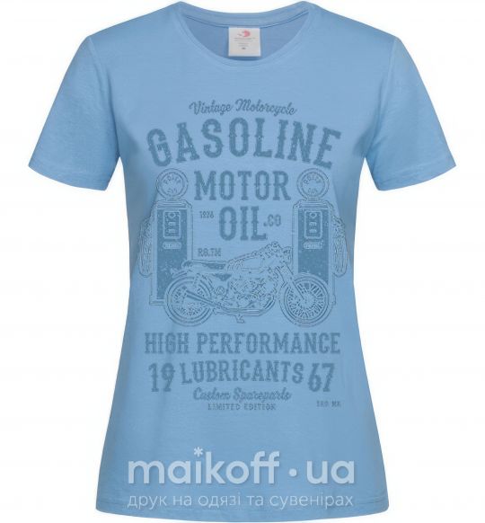 Жіноча футболка Gasoline Motor Oil Блакитний фото