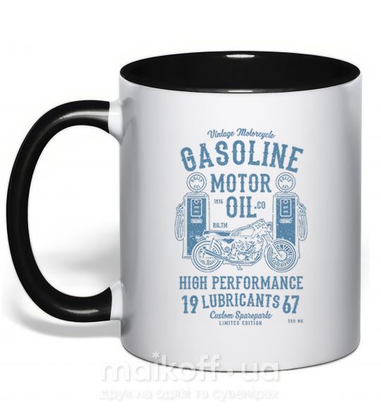 Чашка з кольоровою ручкою Gasoline Motor Oil Чорний фото
