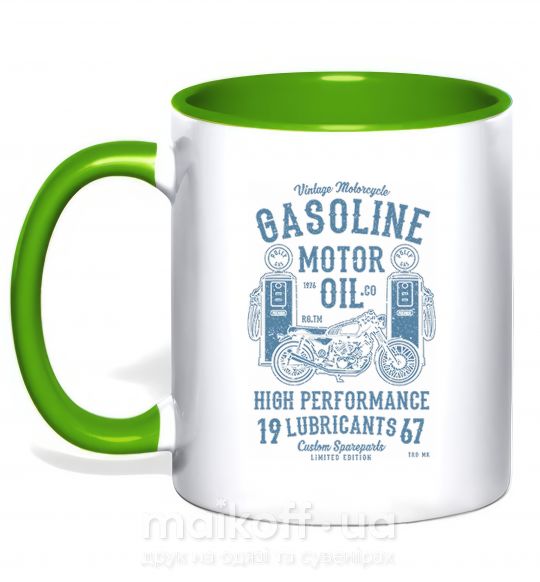 Чашка с цветной ручкой Gasoline Motor Oil Зеленый фото