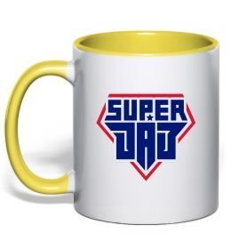 Чашка з кольоровою ручкою Super Dad красный с синим Чашка з кольоровою ручкою Super Dad красный с синим
