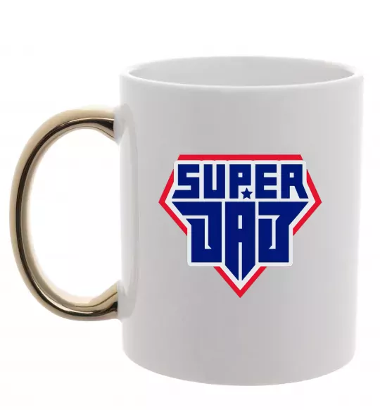 Чашка с цветной ручкой Super Dad красный с синим Золото фото