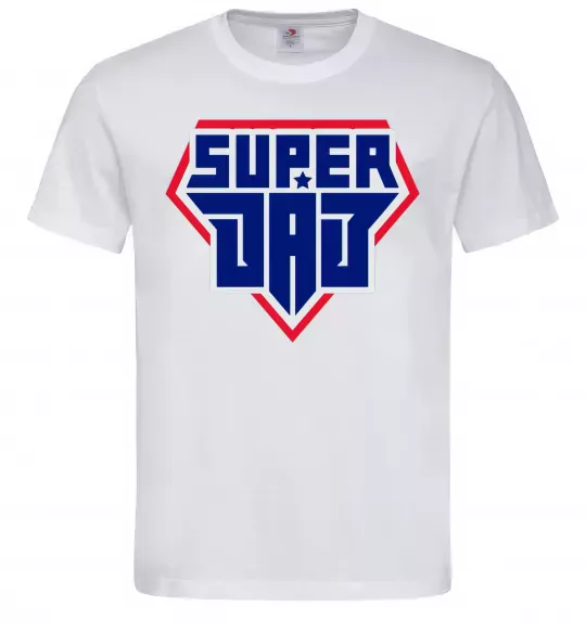 Чоловіча футболка Super Dad красный с синим Білий фото