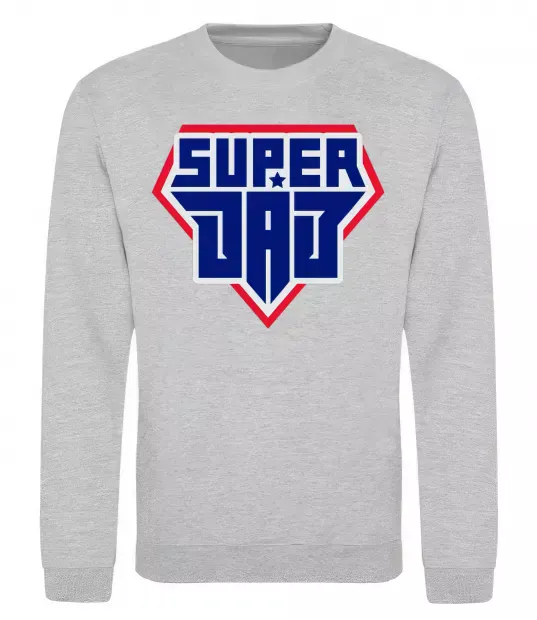 Свитшот Super Dad красный с синим Серый меланж фото